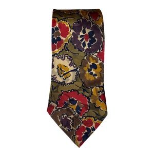 Gherardini Fienze Mens Neck Tie Floral 100% Silk Green Multi Made in Italy